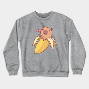 Cute Capybara In Banana Funny Crewneck Sweatshirt